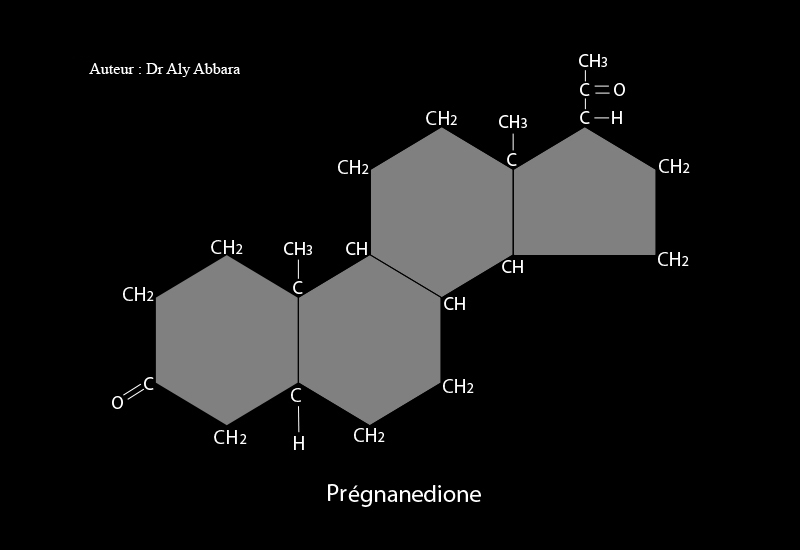 Progestérone et la prégnanedione, son premier métabolite urinaire.